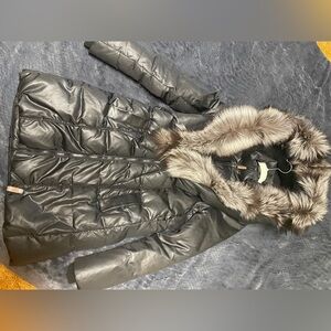 RUDSAK Charcoal Puffer Coat with Plush Fur